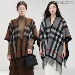 [플로레센스]아뜨랑스체크망토머플러코트2종