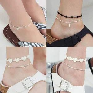 [콩심팥심]큐빅 별 달 라운드 깃털 펜던트 볼 체인 실버 은 발찌 별발찌 달발찌