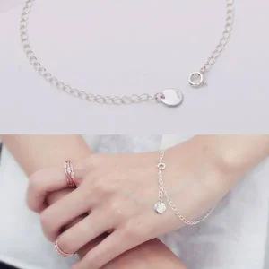 [콩심팥심]라운드 펜던트 드롭 체인 실버 은 발찌