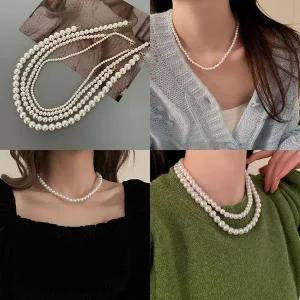 [골드스마일]진주 목걸이 짧은 레이어드 펄 목걸이