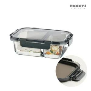 오븐글라스 밀폐용기 직사각 2칸 860ml
