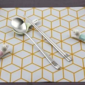 DMK 스테인리스 전통무늬 컬러 레이 저 청 수저 1P (W163EF8)