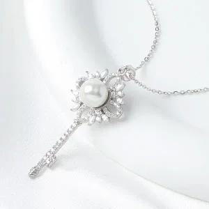 [골드스마일]실버925 진주 키 여성 목걸이 여성리본목걸이 쥬얼리목걸이