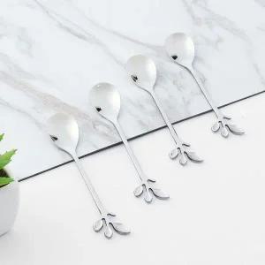 [골드스마일]스텐 커피 스푼 긴 디저트 숟가락 4개