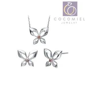 [콩심팥심]레드 큐빅 나비 set S-10 은목걸이 은귀걸이 실버세트 목걸이세트