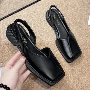 여자 밴딩 스트랩 착화감 편한 사각 뮬샌들 플랫 샌들