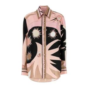 에밀리오푸치 프린트 트윌 오버사이즈 실크 블라우스 5HRJ105H831 035