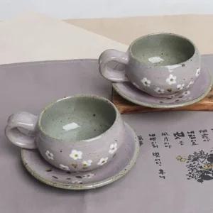 봄맞이꽃 연보라 커피잔 쌍화차잔 라떼잔 2인세트 (W1C8546)