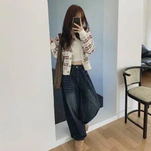 [하프클럽/]여자 스웨터 카라없는 버튼 윈터 패턴 가디건