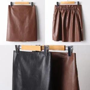 [하프클럽/셀러허브_여성트랜드패션]빅사이즈 510 레더뒷밴딩미니스커트 DLT