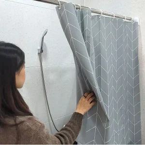[골드스마일]헤링본 방수 비닐 샤워커튼 그레이 120x180