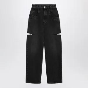 메종마르지엘라 하이웨이스트 사이드 립 블랙 워시드 진 S51LA0051S30743 965