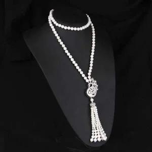 [콩심팥심]우아한 롱 긴 진주 스완 브로치겸용 심플 럭셔리 진주