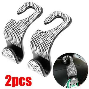 자동차 좌석 등받이 후크 블링 다이아몬드 행어 범용 헤드레스트 보관 거치대, 인테리어 액세서리, 2PCs