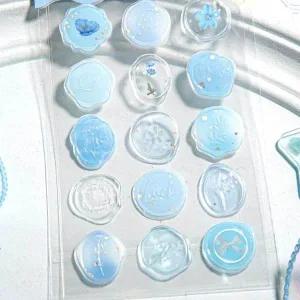 투명 실링왁스 스티커 블루 봉투 왁스 실링 청첩장