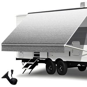 헤비 듀티 RV 차양 천 교체 - 19.5온스 비닐 캠핑카 차양 - 방수 및 자외선 차단 - 캠핑카, 트레일러 및 모터홈을 위한 범용 캐노피 (그레이 페이드, 15피트(페브릭 14피트 2인치)