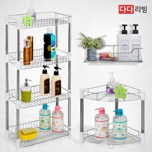 다용도 코너 사각 선반 /2단 3단 4단 스탠드형 매직후크 부착형