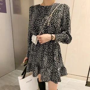 [하프클럽/]라운드 호피 레오파드 캉캉 플레어 미니 원피스 1687 여성의류