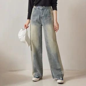 [올리비에스클로젯][55-77]유니크 캣워싱 백 밴드 데님 팬츠_O2409DP055C