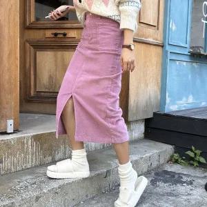 [스타일나]여자 봄 가을 겨울 기모 골덴 앞포켓 H라인 앞포켓 앞트임 롱 스커트