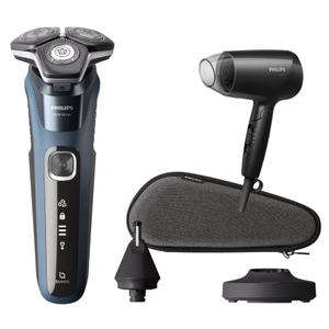 PHILIPS 필립스 SkinIQ 5000 시리즈 전기면도기 S5880/33 오션 블루 + 헤어드라이기(BHC010) 구성