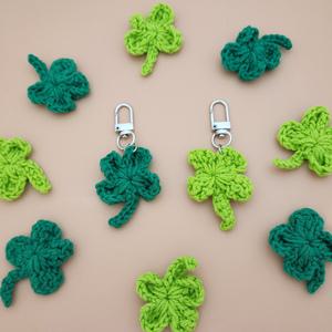 뜨개 네잎크로버키링 핸드메이드 네잎클로버키링 니트 손뜨개 행운 소품 선물 열쇠고리 핸드폰줄