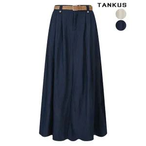 [하프클럽/]여성 뒷밴딩 벨트세트 플리츠 스커트