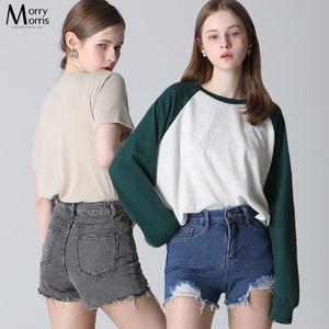 [모리모리스(Morry Morris)] 데님 헤짐 워싱 숏팬츠