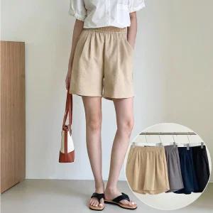 [비비드글램][남녀공용여름반바지] 퓨어 투턱 린넨 반바지 4color 밴딩 트레이닝 숏팬츠