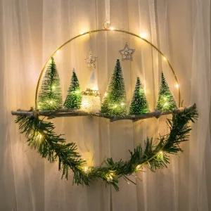 크리스마스 리스 벽장식 LED 반클미니트리 메탈링 40cm 벽걸이 소품 데코 조화 꾸미기