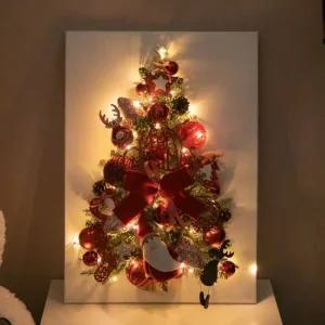 크리스마스 액자 트리 벽 장식 LED 우드 캔버스 A 70cm 벽걸이 소품 데코 선물 겨울
