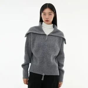 오버 세일러 집업 카라 니트 가디건 AP4KGB42