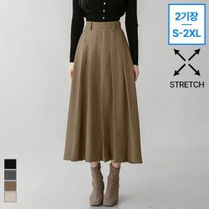 [진에비뉴] 레이디 A라인 밴딩 플리츠 스커트 뒷밴딩 4컬러 3기장 S-2XL