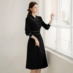 [시크라인] 엘바린 배색 플리츠 원피스