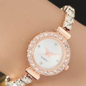 한주몰 큐빅 슬라이드 손목밴드 아날로그 팔찌 손목시계 (화이트) DP73147