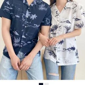 고품질 동남아 리조트 하와이안셔츠 커플시밀러룩 비치남방 (WFK33C7)