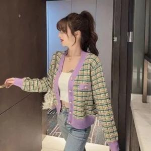 데일리 트위드 스웨터 숏 카디건 가디건