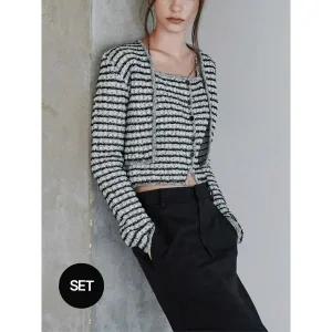 [하프클럽/]트위드 나시 가디건 세트_YMSH25FW159