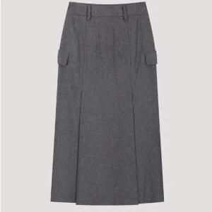 [롯데백화점]리스트 울 혼방 플리츠 롱 스커트 TWWSKO82140
