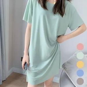 [아우트]반팔 골지 루즈핏 베이직원피스 미니 심플