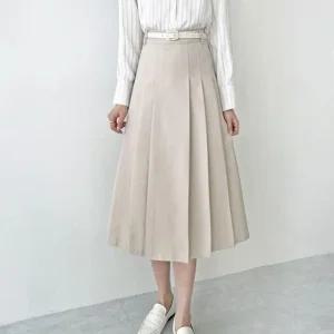[아우트]벨트 스타일 치마 여자 플리츠 스커트