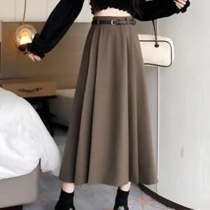 [아우트]플리츠 롱스커트 여성의류 벨트 롱치마