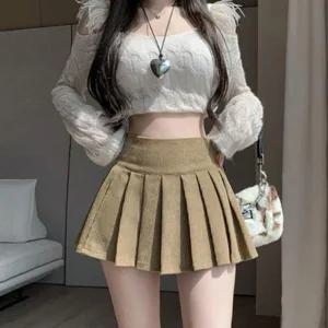 [아우트]미커트 플리츠 골덴 치마 겨울 미니 스커트