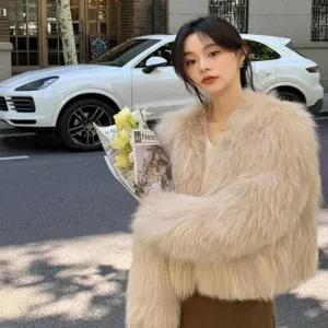 [아우트]퍼자켓 인조 폭스 숏 털 자켓 페이크 4컬러