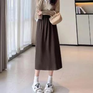 [아우트]니트 롱스커트 밴딩스커트 간절기 데일리 1P