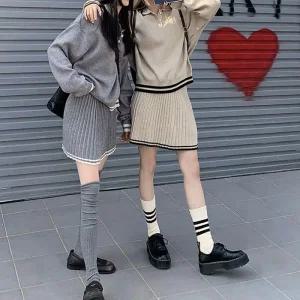 [아우트]디자인 니트 스커트 상의 롱스커트 세트