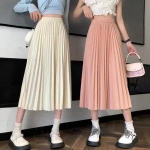 [아우트]플리츠 청치마 치마 A라인 롱스커트 3컬러