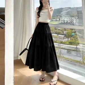 [아우트]플리츠롱 밴딩캉캉롱치마 F007495_하늘하늘