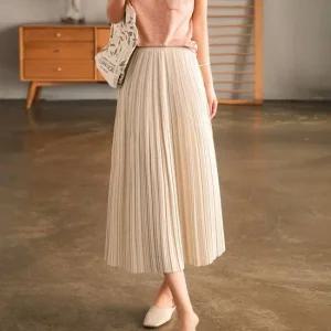 G126611_기계주름 플리츠 밴딩롱스커트