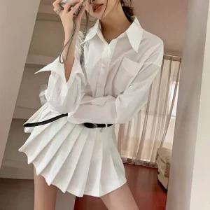 F007124_(벨트set) A라인 플리츠주름치마 미니스커트